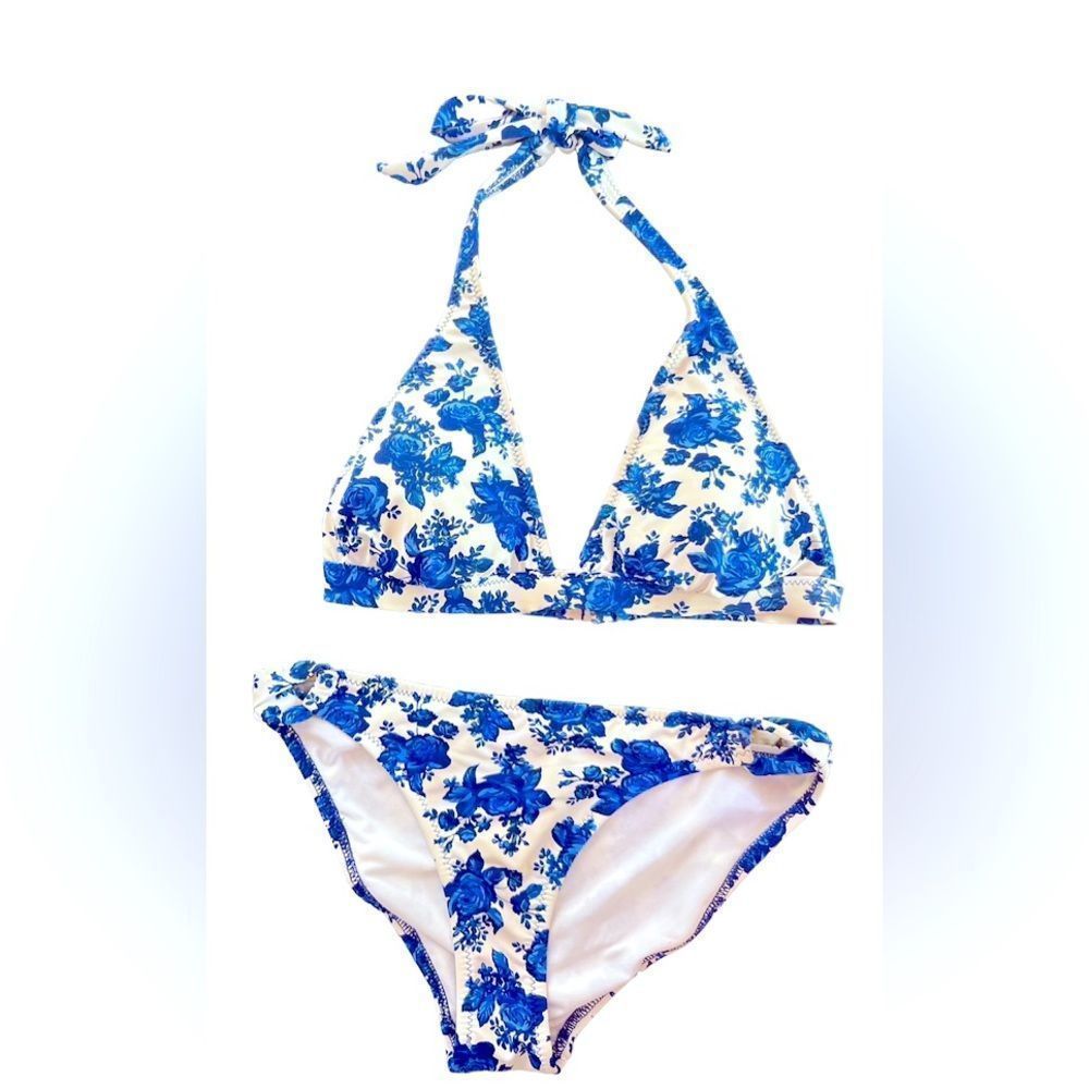 Blue and white bikini size 6